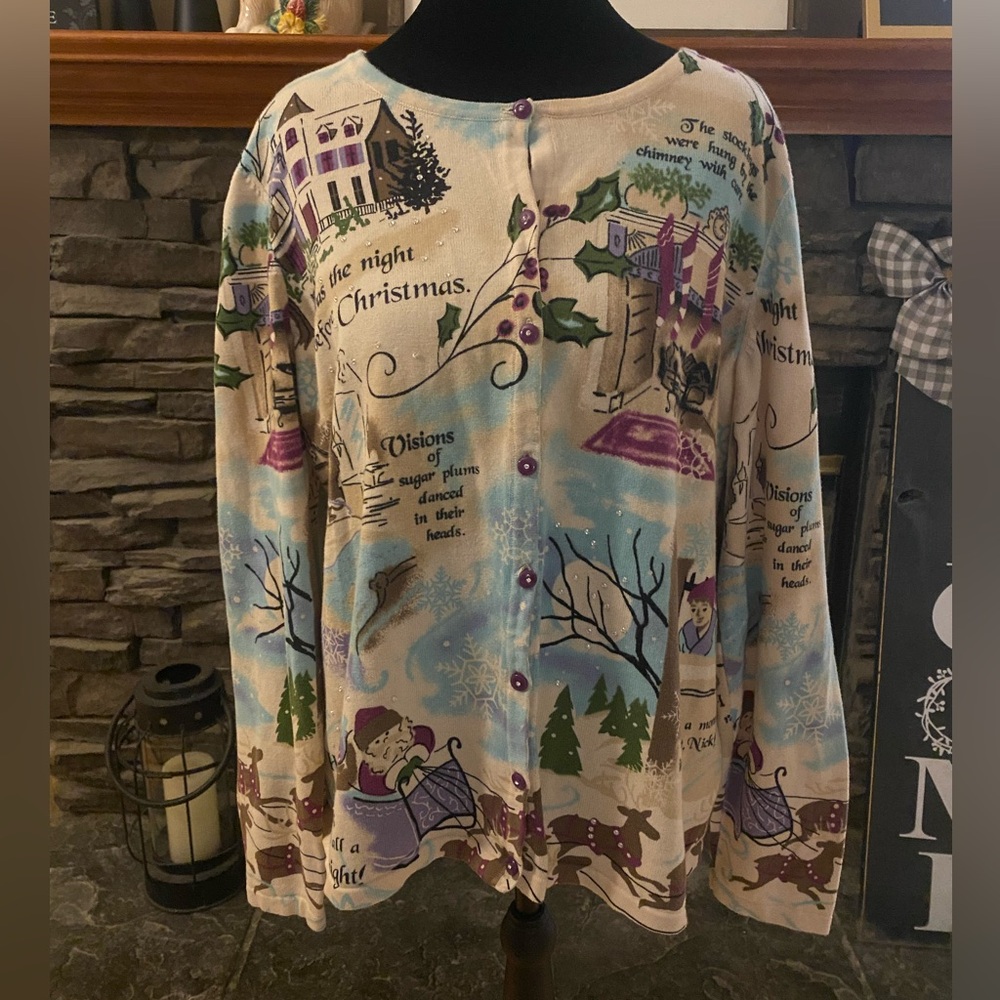 VTG Christopher & Banks Cotton Novelty Christmas Cardigan